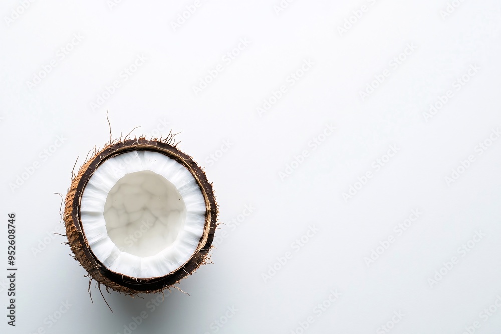 Fototapeta premium Half Coconut on White Background