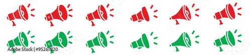 Megaphone icons set. Loudspeaker megaphone vector icons. Advertising concept. loud speaker icon. Set of announcement icons.