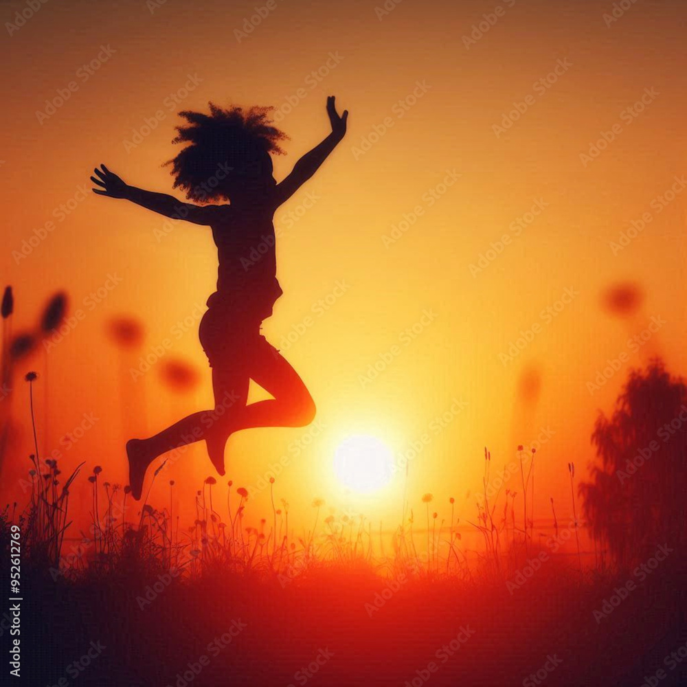 A silhouette of a child playing or jumping, capturing a sense of joy and freedom. A silhouette of a child playing or jumping, capturing a sense of joy and freedom.