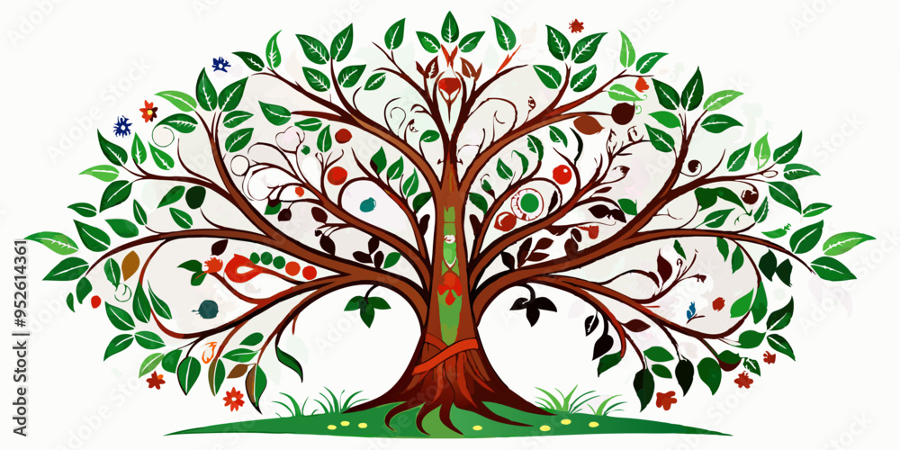 Obraz premium Decorative Tree silhouette on white background