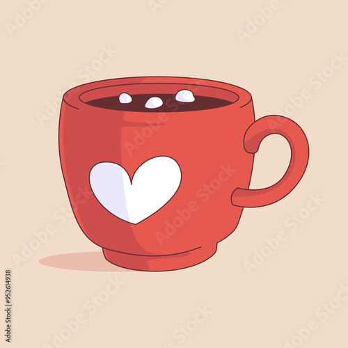 Hot Chocolate Mug with Heart Design Illustration