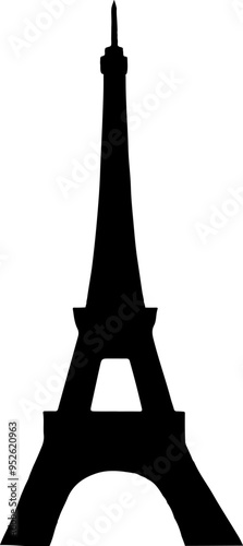 Vector Silhouette of Eiffel Tower. Eiffel tower in Paris. Vector illustration silhouette of Eiffel tower. Travel and tourism. Travel to France. Eifel. tower. Romantic destination.