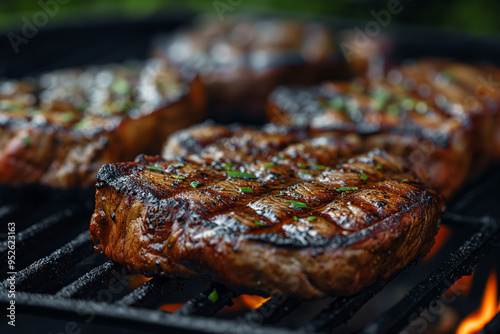 Rib eye beef grill on the backyard dinner.