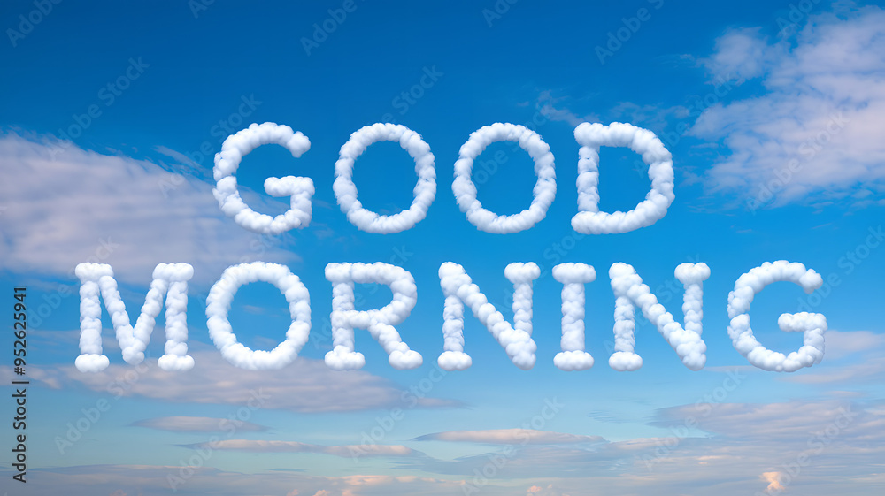 words good morning made out of clouds on a clear blue sky words good morning made out of clouds on a clear blue sky
