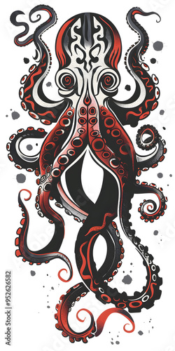 Tribal Octopus tattoo flash styles illustration photo