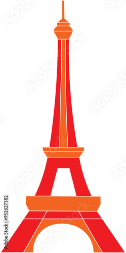 Eiffel tower vector illustration. Colorful Vector illustration of Eiffel tower, Paris. Travel and tourism eiffel tower. Travel. Europe. orange and red eiffel tower. colorful.