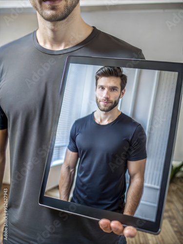  solid plain black t shirt on a man screen
