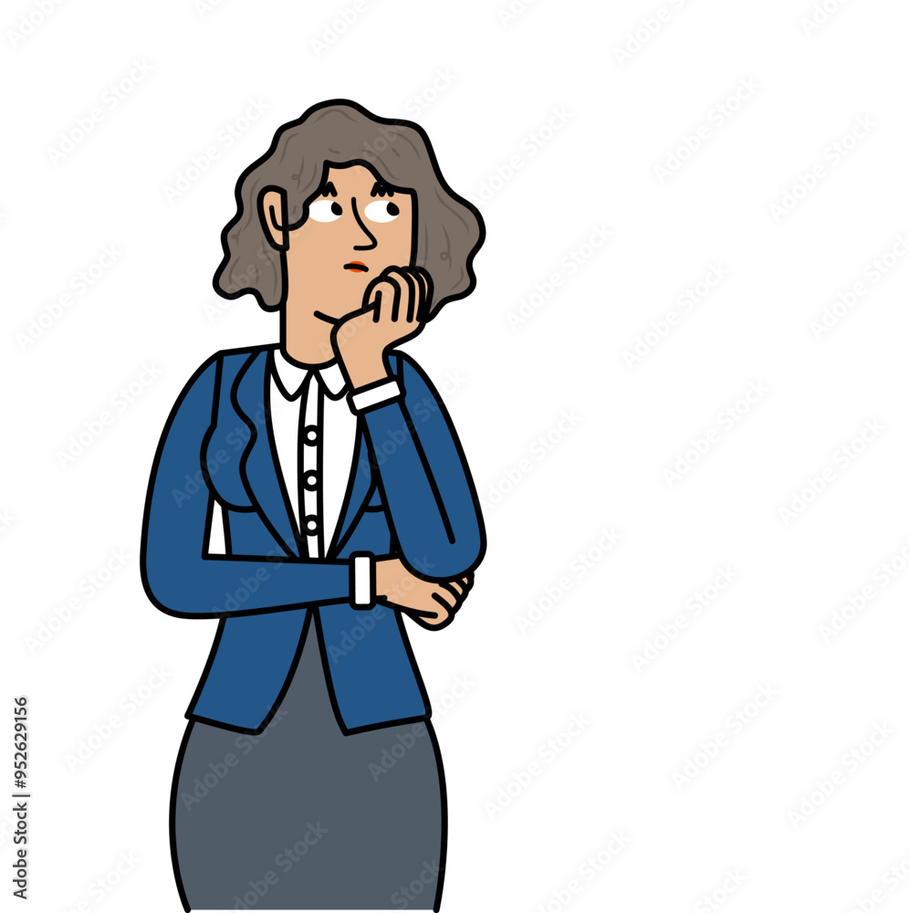 business woman stress concept thinking a lot.eps business woman stress concept thinking a lot.eps