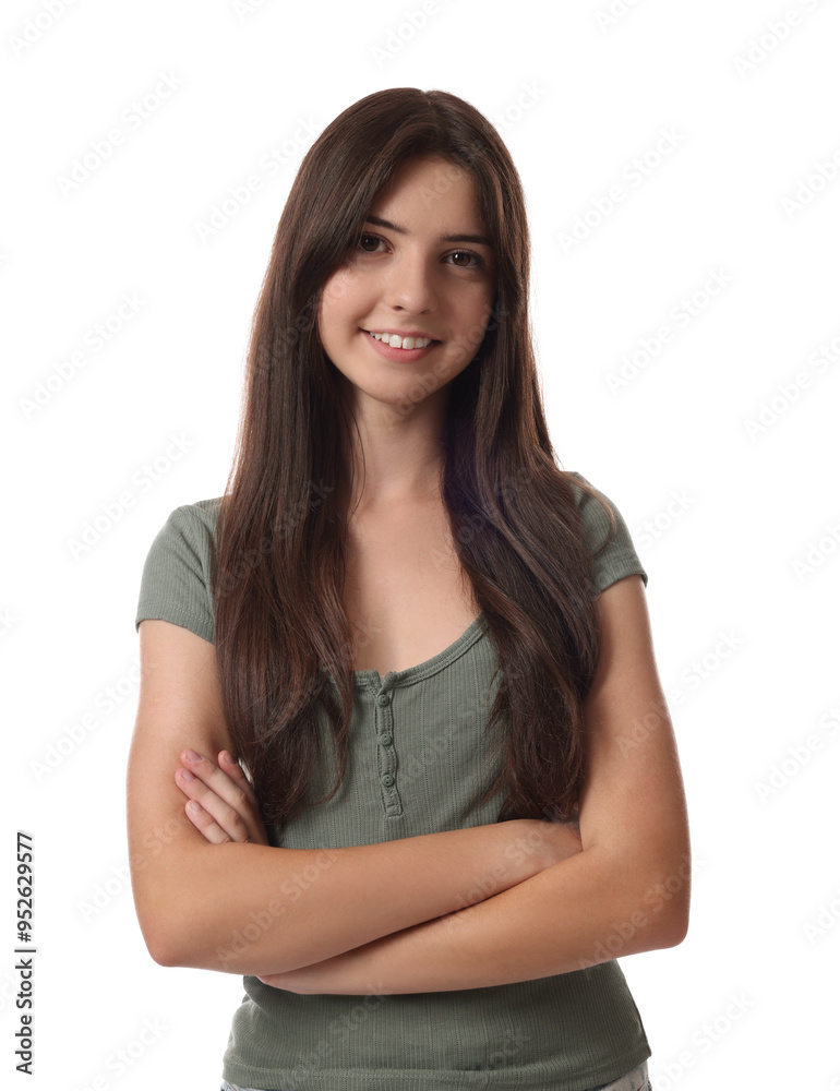 Portrait of beautiful teenage girl on white background Portrait of beautiful teenage girl on white background