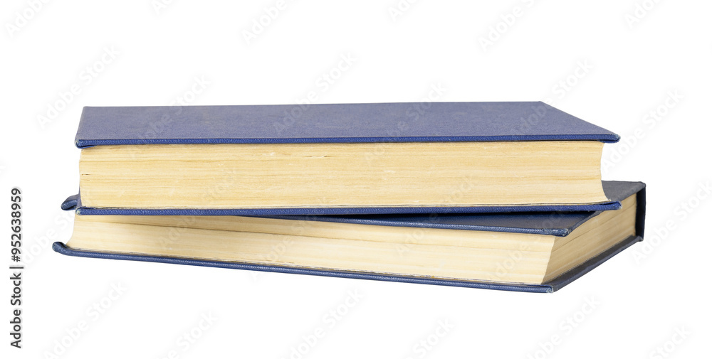 Two old books with blue cover isolated on white or transparent background Two old books with blue cover isolated on white or transparent background
