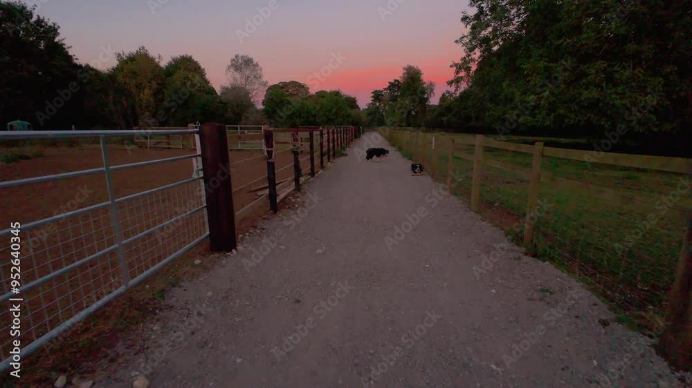 Border Collie dogs sunset working breed farm play toys UK Europe Summer Evening Border Collie dogs sunset working breed farm play toys UK Europe Summer Evening