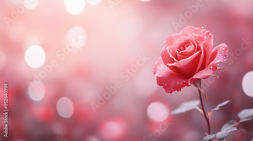 Dew-Kissed Pink Rose with Soft Bokeh