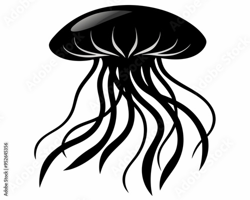 Jellyfish silhouette vector illustration photo