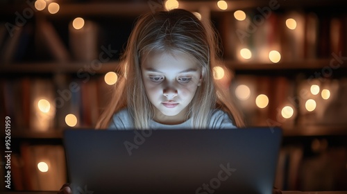 Cute young girl working wit...