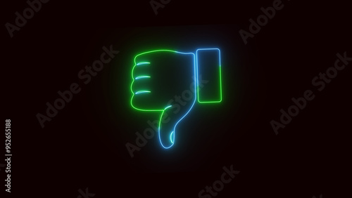 dislike icon neon color black background 