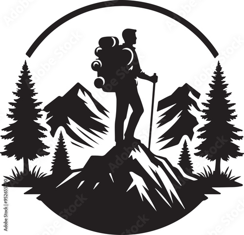 adventurer or explorer standing on a mountain peak 