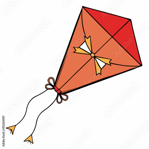 Simple Kite with Bowed Tail - Vector Art