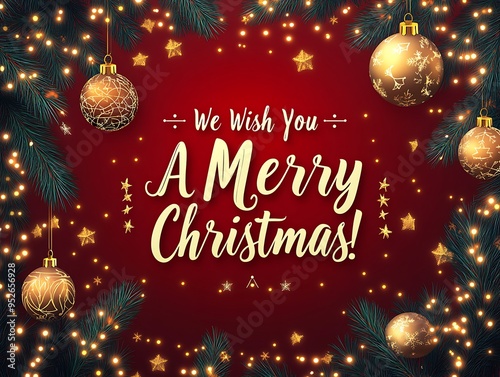 Christmas and Happy New Year greeting card with text 