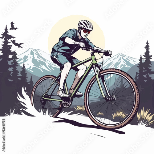 mountain bike cycling vector illustration. vintage artwork