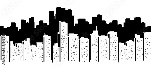 Cityscape, Silhouettes of Buildings. Seamless Urban Landscape. Vector Illustration