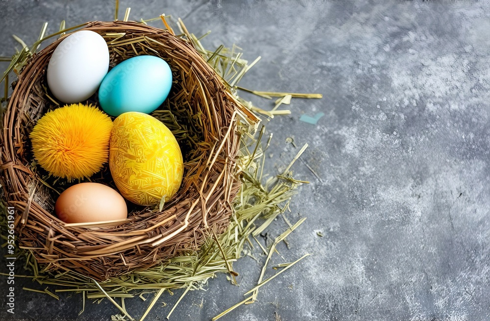 Fototapeta premium easter eggs in nest