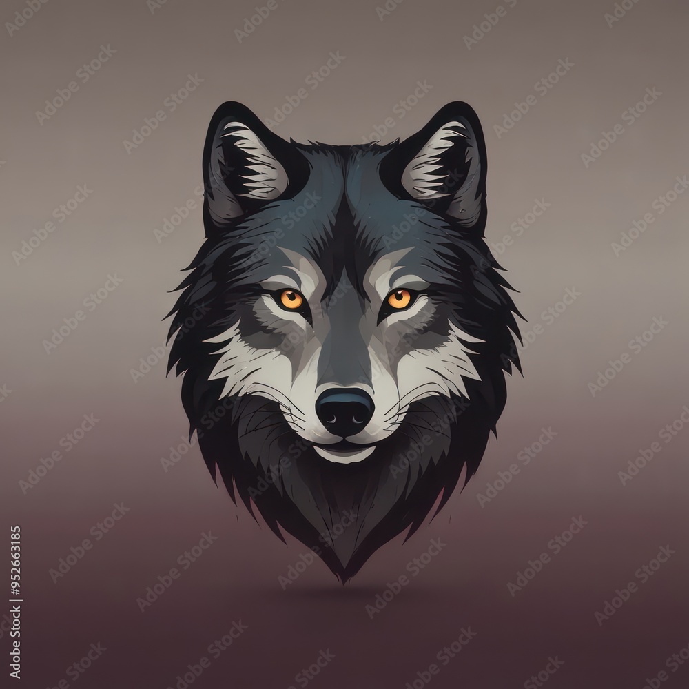 Minimalist wolf face logo, forward-facing, monochrome lines, vibrant gradient background Minimalist wolf face logo, forward-facing, monochrome lines, vibrant gradient background