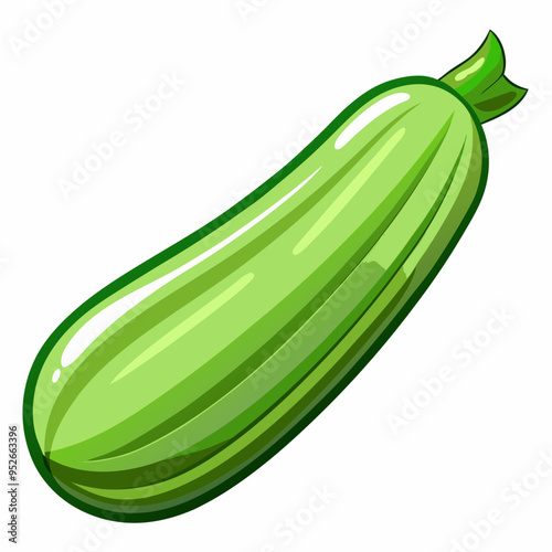 Art Nouveau Zucchini Vector on White Background