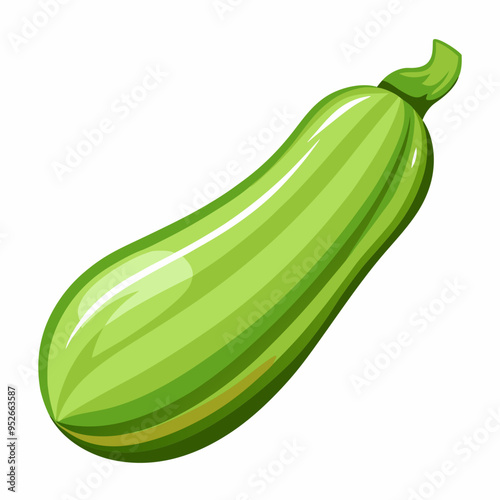 Art Nouveau Zucchini Vector on White Background