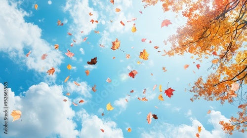 Crisp autumn day with leaves swirling in the wind cool weather