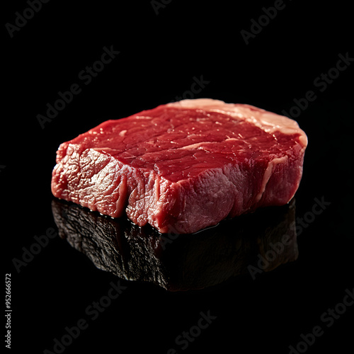 Raw beef steak on white background, featuring clipping path included image 