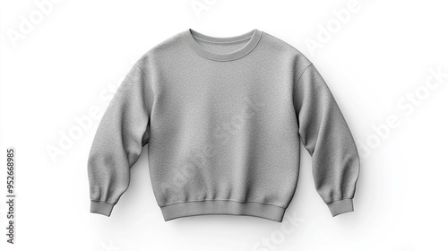 A gray sweatshirt displayed on a white background, ideal for casual wear. photo