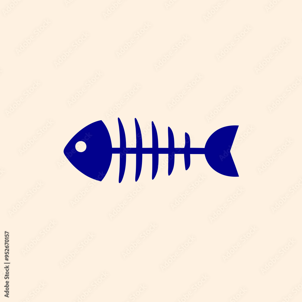 Fish Skeleton Vector Art on White Background Fish Skeleton Vector Art on White Background