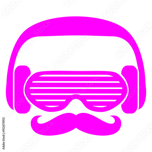 Mustache Sir Man Bright Colors Crazy Beard Headphone Stripes Sunglasses Music Listen Loud Bass Sound DJ Party Night Clubber Raver Disco Club Band Concert Techno Discothek Cool Love Humor Funny Fun