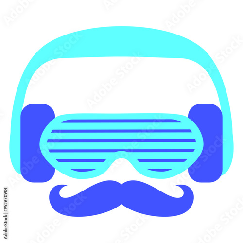 Mustache Sir Man Bright Colors Crazy Beard Headphone Stripes Sunglasses Music Listen Loud Bass Sound DJ Party Night Clubber Raver Disco Club Band Concert Techno Discothek Cool Love Humor Funny Fun
