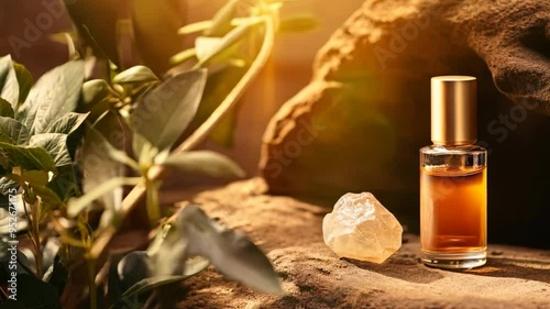 bottle of perfume and flower