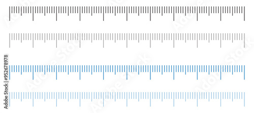 Measuring scale icon set, markup for rulers. Vector illustration.
