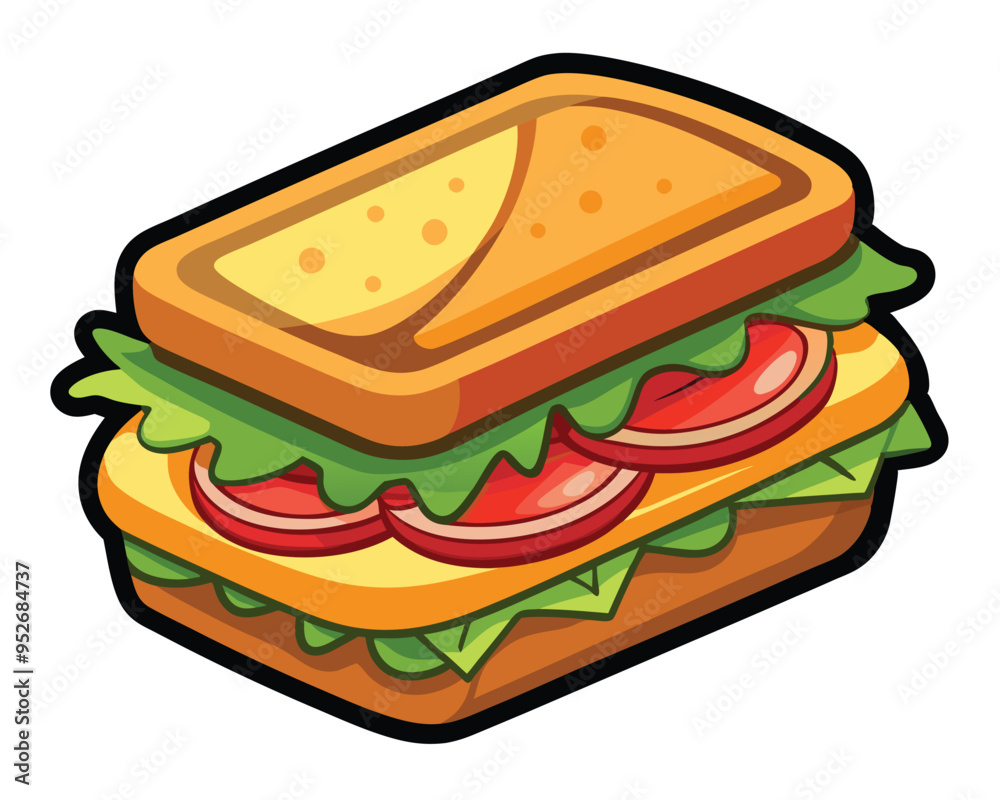 delicious sandwich with crispy bacon fresh lettuce and layered cheese vector illustration delicious sandwich with crispy bacon fresh lettuce and layered cheese vector illustration