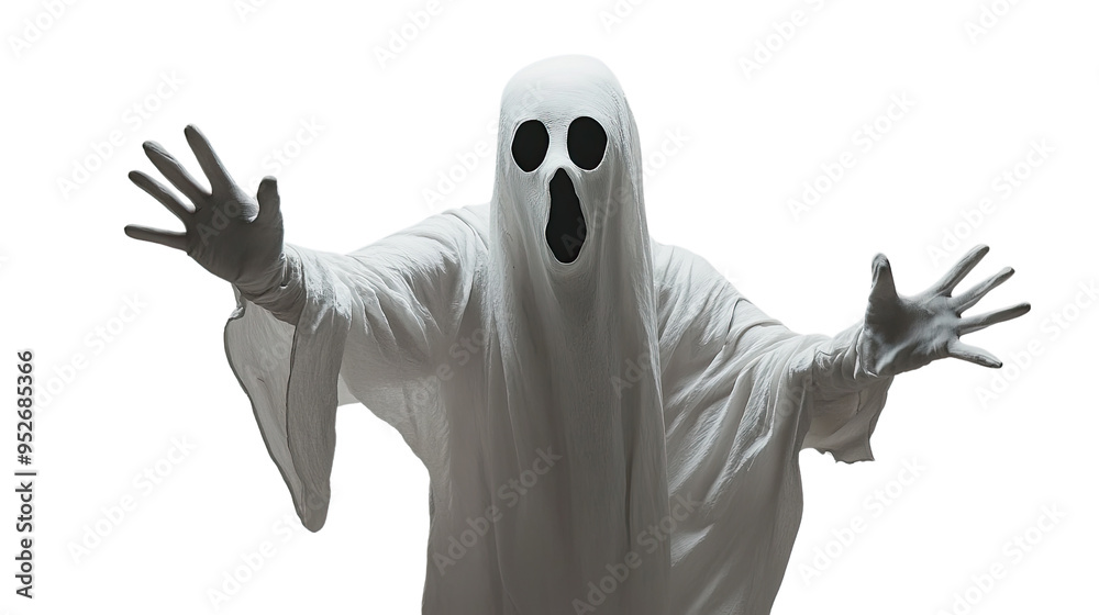 Friendly Ghost Offering a Hug Embracing Concept on White Background Friendly Ghost Offering a Hug Embracing Concept on White Background