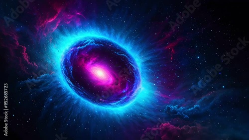 Background The phenomenon of the black hole vortex of the universe galaxy surrounded by cosmic energy. Galaxy wormhole, energy smoke wave, ring of fire vortex. Universe galaxy cosmic wallpaper. 4K