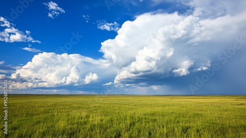 Thunderclouds forming over a vast plain stormy weather