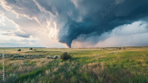 Tornado forming in an open field violent weather photo