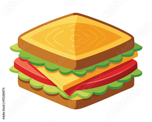 delicious sandwich with crispy bacon fresh lettuce and layered cheese vector illustration