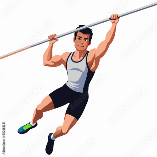 Pole Vaulting Man Vector Art Design