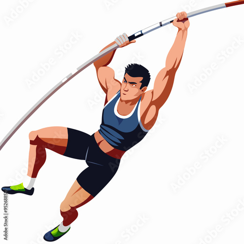 Pole Vaulting Man Vector Art Design