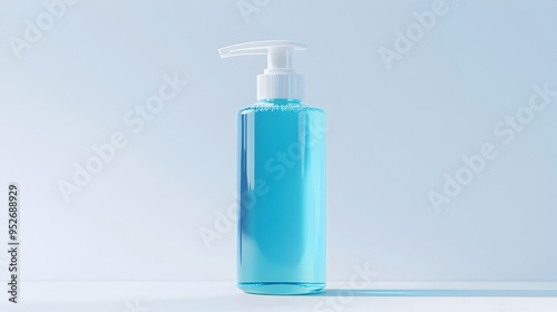 Isolated Bottle of Hand Sanitizer Against Plain White Surface with Simplistic Design