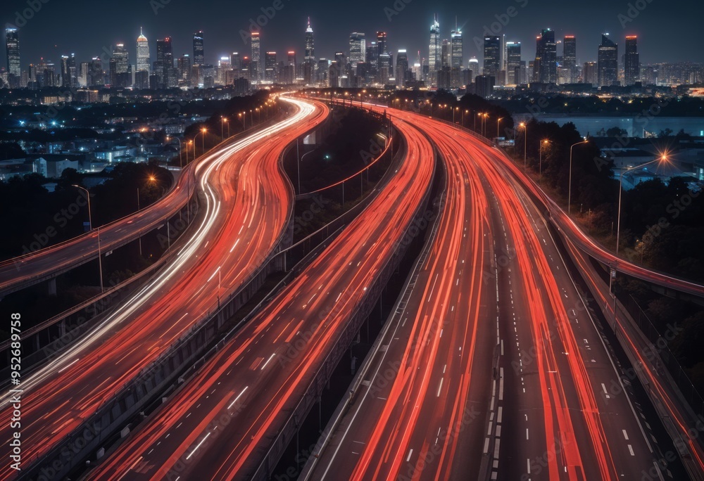 Obraz premium Light of traffic on highway at night