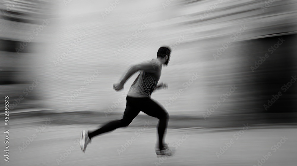Blurred Image of a Man Running in the City Blurred Image of a Man Running in the City