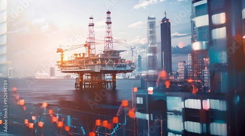 Oil Rig and Stock Market Data Overlay