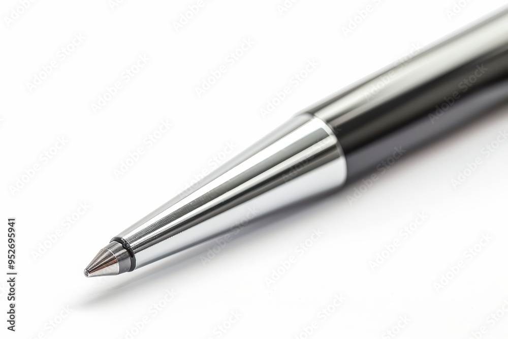 Close-up of a stylish metallic pen tip showcasing precision and design, ideal for office or artistic use. Close-up of a stylish metallic pen tip showcasing precision and design, ideal for office or artistic use.