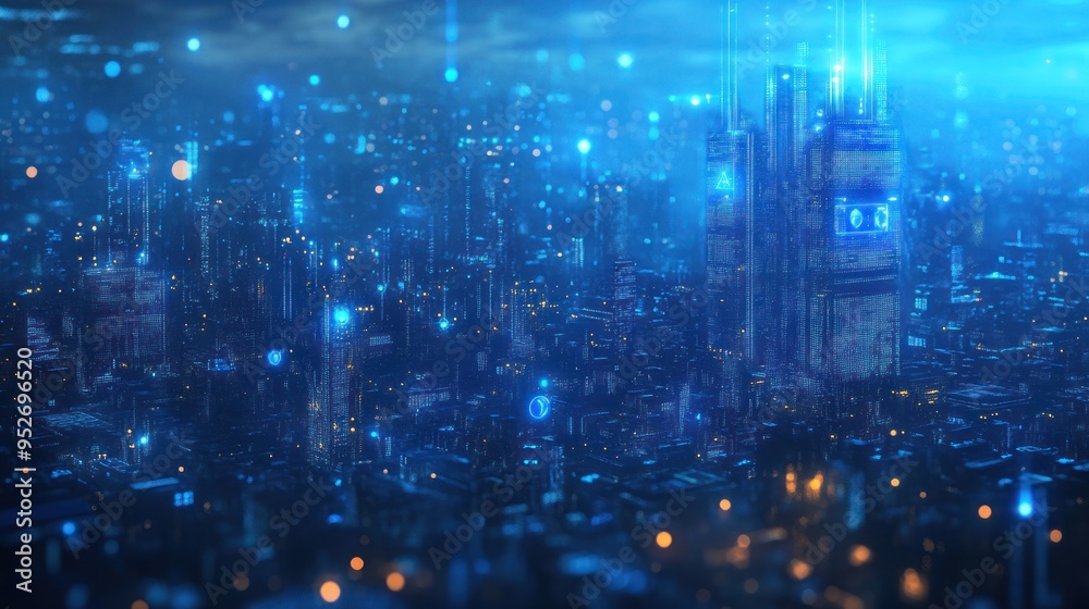 Futuristic Cityscape with Glowing Lights Futuristic Cityscape with Glowing Lights